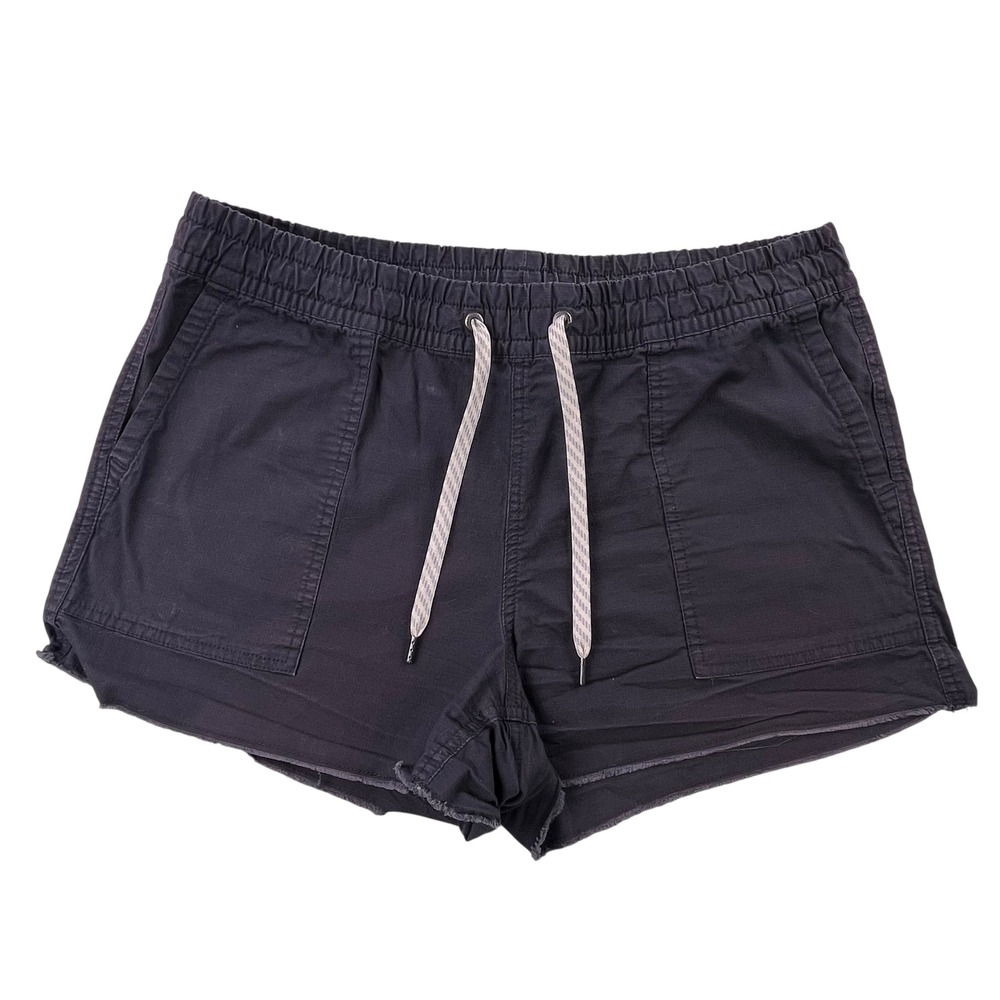Vuori The Rise Shorts Womens Medium Charcoal Gray Cotton Raw Hem Ripstop Stretch